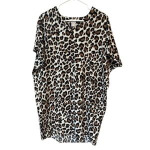Leopard Print Shift Dress Short Sleeve Tunic Brown Black Chico’s 4